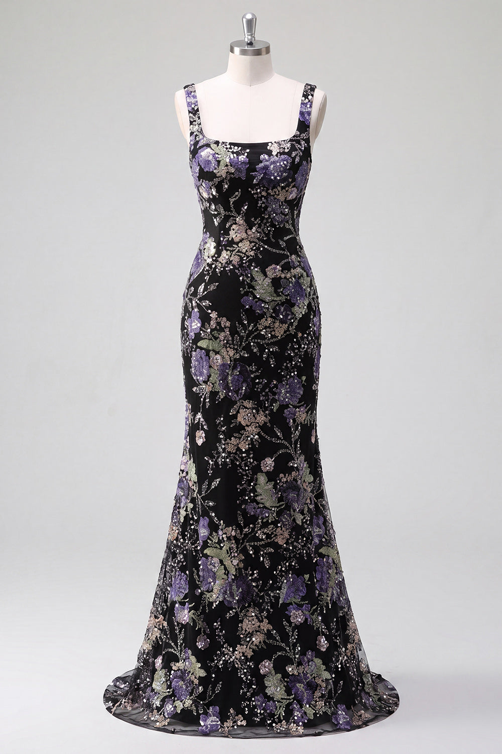 Sparkly Pink Long Floral Mermaid Beaded Formal Dress