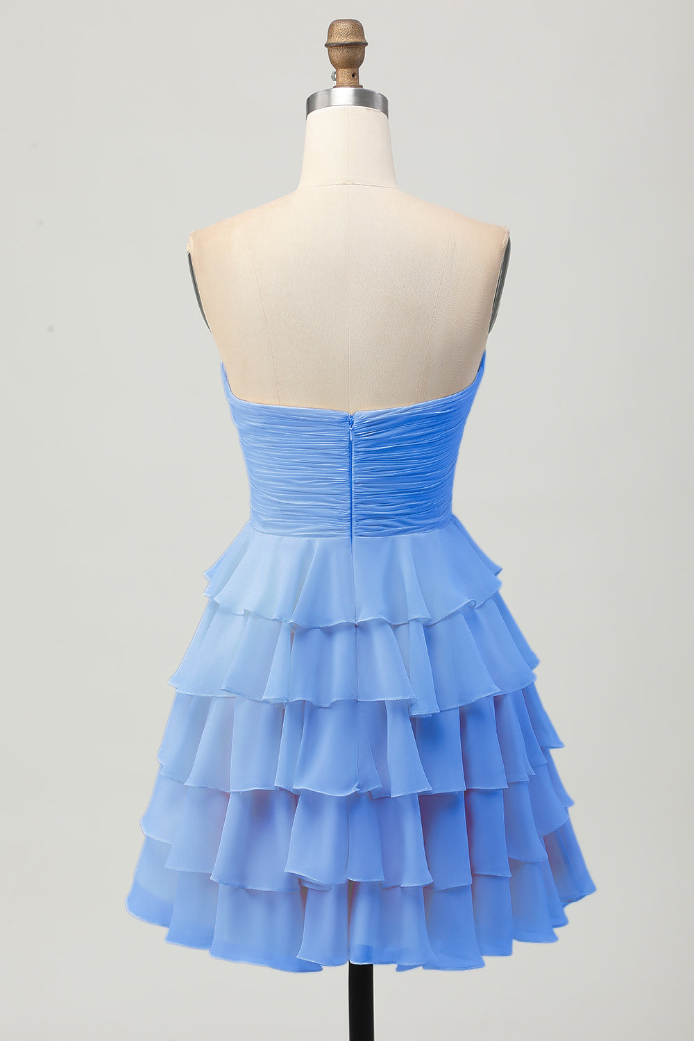 Light Yellow Sweetheart Ruched Ruffled Short Homecoming Dress with Bow