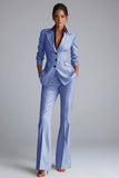Khaki Peak Lapel 2 Piece Flared Single Breasted Business Suits with Pockets