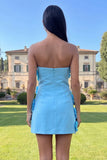 Hot Pink Short Floral Strapless Homecoming Dress