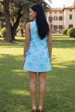 Hot Pink Short Floral High Neck A Line Homecoming Dress