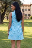Hot Pink Short Floral High Neck A Line Homecoming Dress