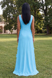Butter Yellow Sheath V-Neck Floral Long Wedding Guest Dress