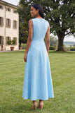 Hot Pink A Line Round Neck Floral Maxi Wedding Guest Dress