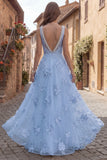 Yellow Floral Beaded A Line Square Neck Long Prom Dress