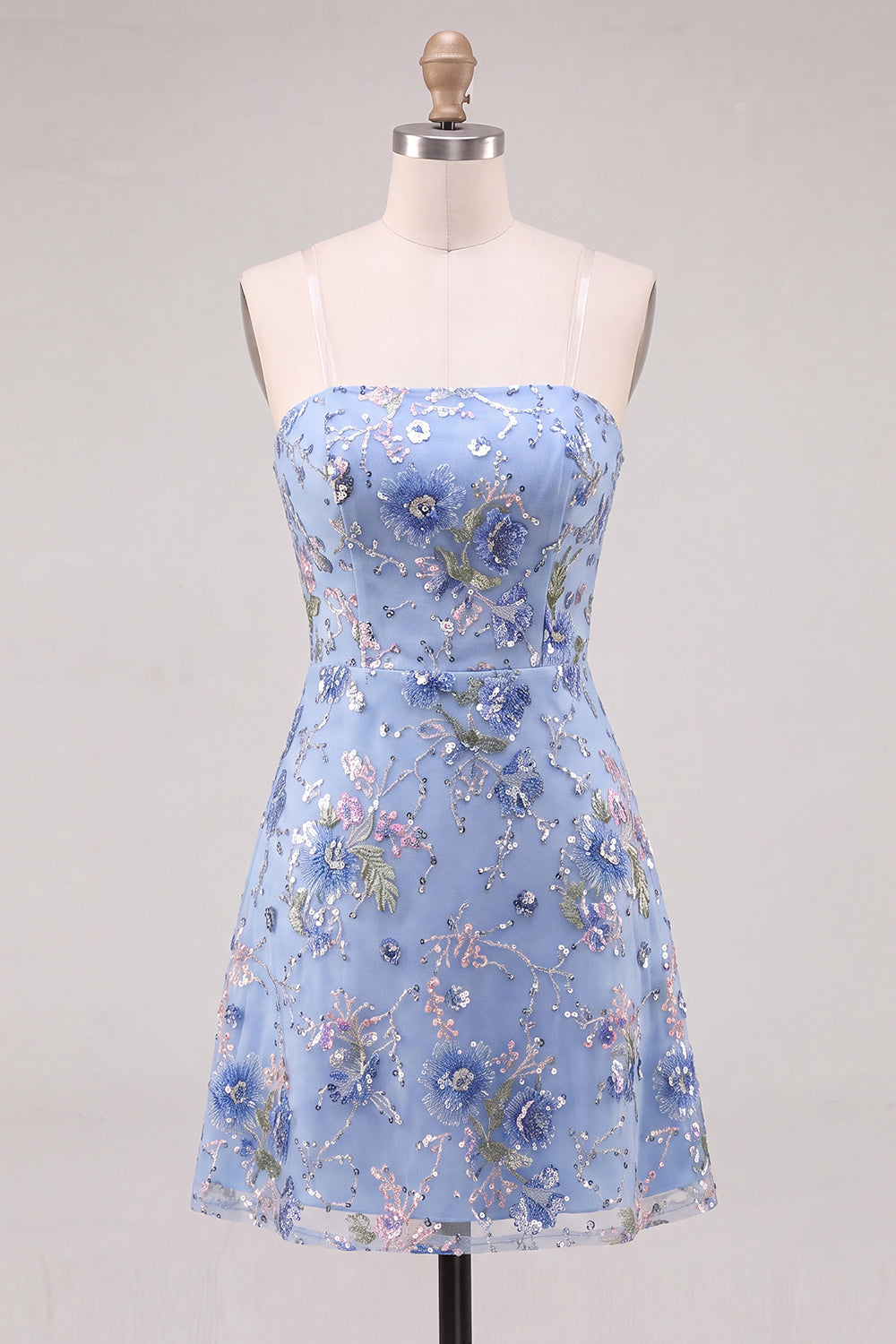 Sparkly Pink Floral Beaded Strapless A Line Short Homecoming Dress