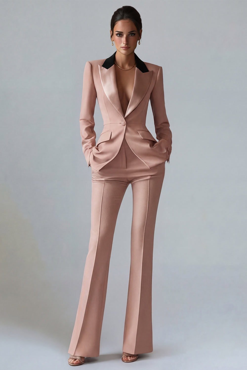 Dark Green Peak Lapel 2 Piece Slim Fit Single Breasted Prom Suits