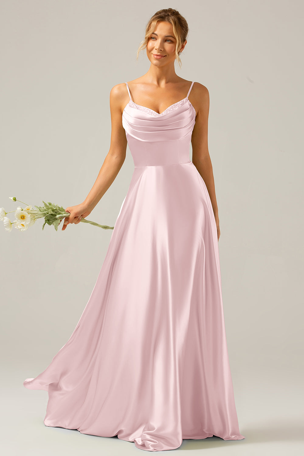 Zapakasa Women Dusty Sage Bridesmaid Dress with Pleated A Line Cowl Neck Satin Long Prom Dress Zapakasa Women Dusty Sage Bridesmaid Dress with Pleated A Line Cowl Neck Satin Long Prom Dress