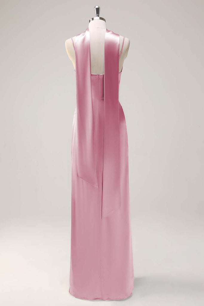 Spaghetti Straps Sheath Backless Dresses with Side Slit Grape