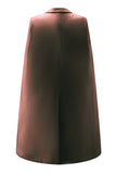White Satin Peak Lapel Cape Short Work Blazer Dress with Belts