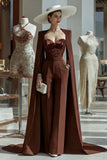 Cabernet Sparkly Long Sleeves Mother of the Bride Jumpsuits with Pockets