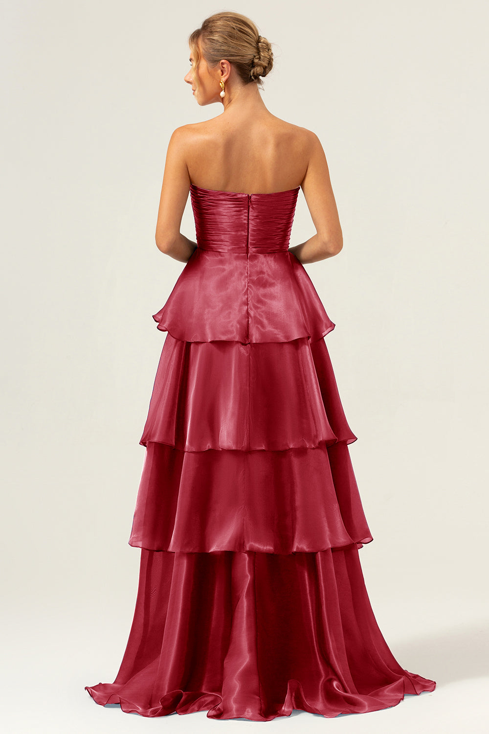 Zapakasa Women Dark Navy Bridesmaid Dress A Line Strapless Tiered Satin Long Evening Party Dress Zapakasa Women Dark Navy Bridesmaid Dress A Line Strapless Tiered Satin Long Evening Party Dress