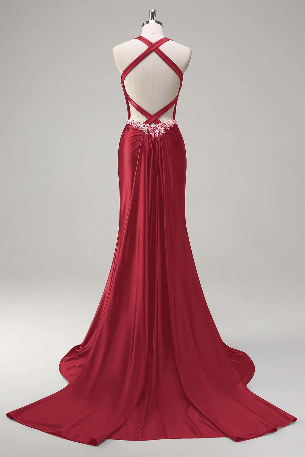 Dusty Blue Sweetheart Mermaid Corset Satin Long Prom Dress