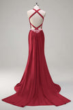 Dusty Blue Sweetheart Mermaid Corset Satin Long Prom Dress