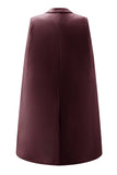 White Satin Peak Lapel Cape Short Work Blazer Dress with Belts