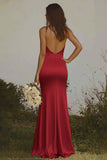 Mermaid Light Yellow Halter Long Satin Bridesmaid Dress