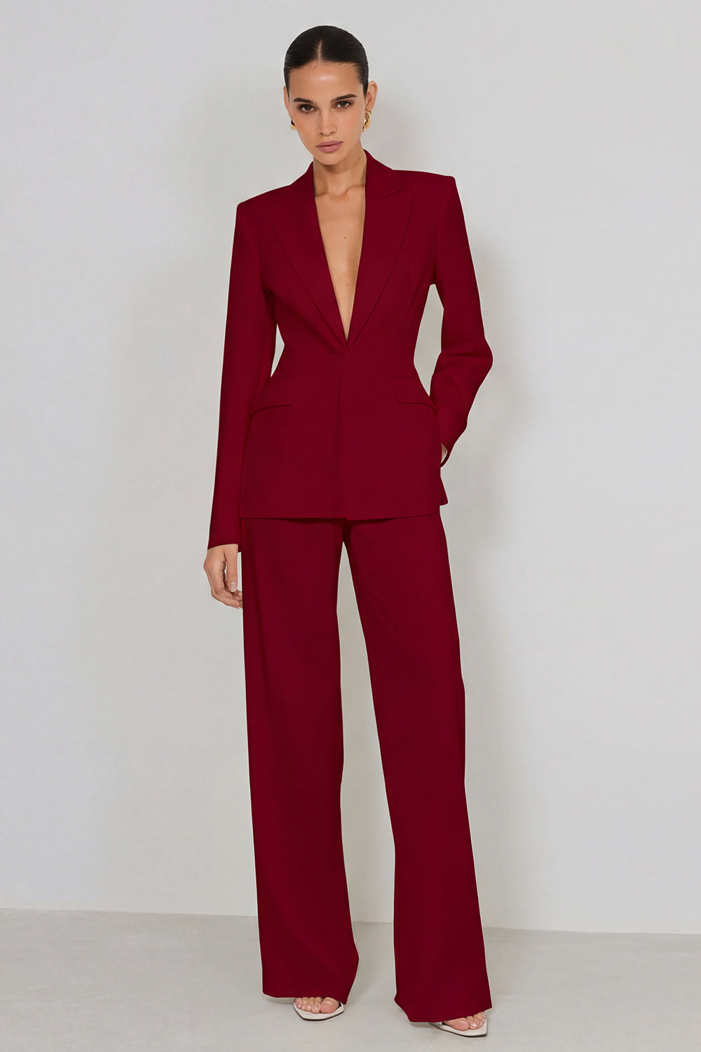 2 Piece Ivory Peak Lapel Long Sleeves Business Suits