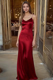 Royal Blue Satin Spaghetti Straps Long Sheath Formal Dress