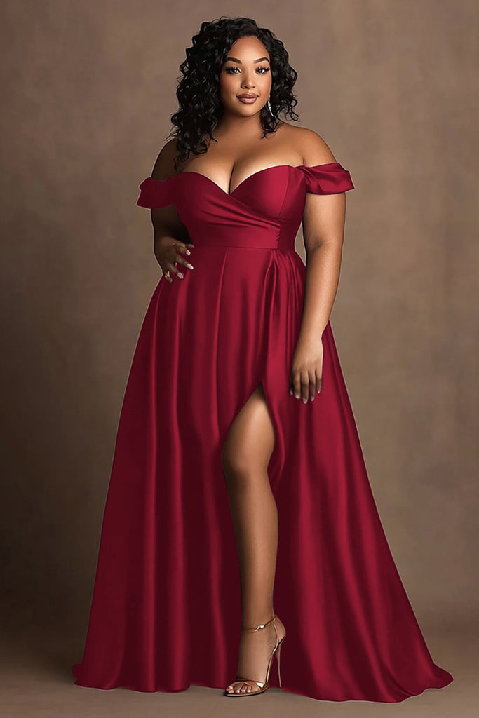 Navy Plus Size Off The Shoulder Party Dress