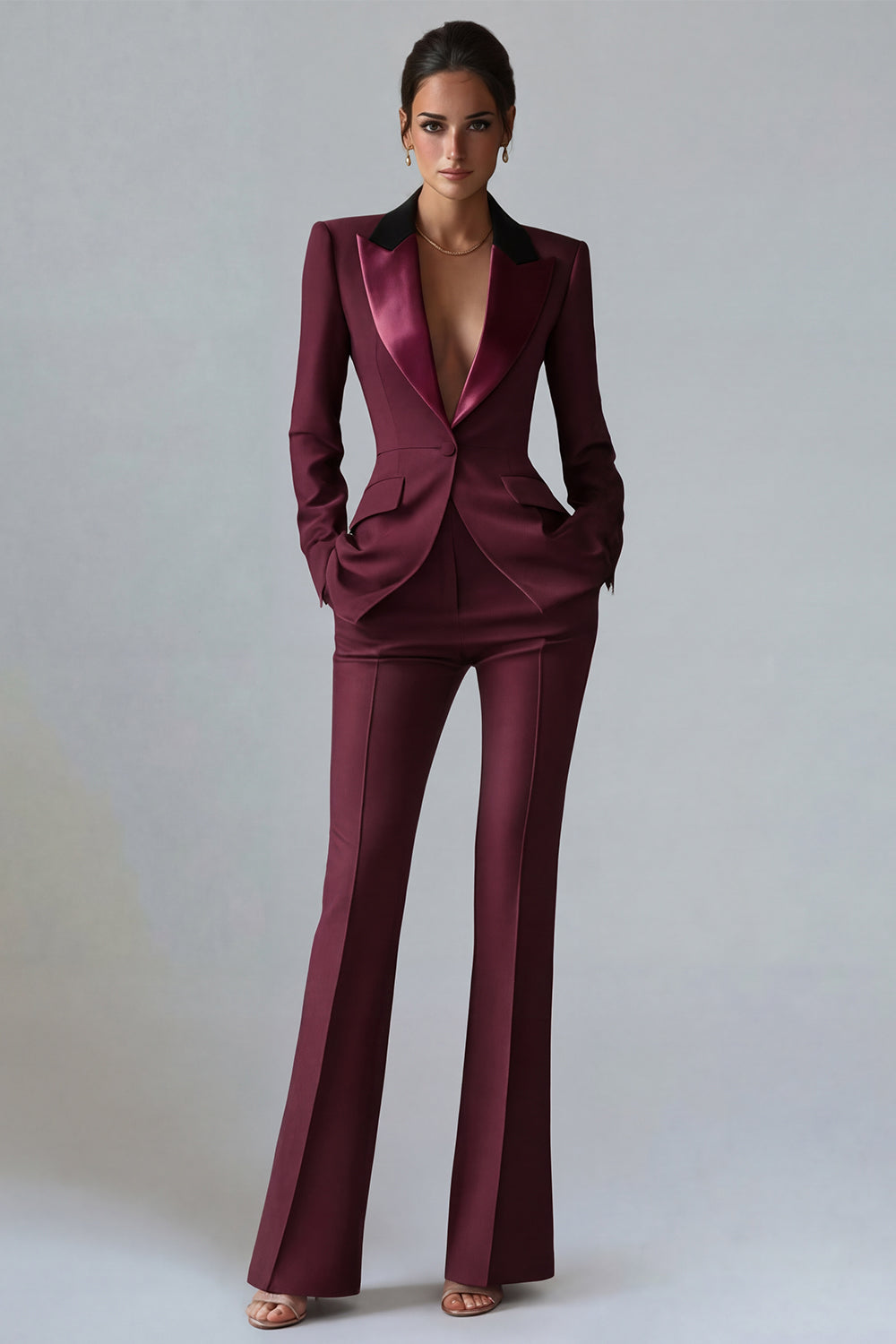 Dark Green Peak Lapel 2 Piece Slim Fit Single Breasted Prom Suits