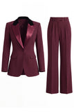 Dark Green Peak Lapel 2 Piece Slim Fit Single Breasted Prom Suits