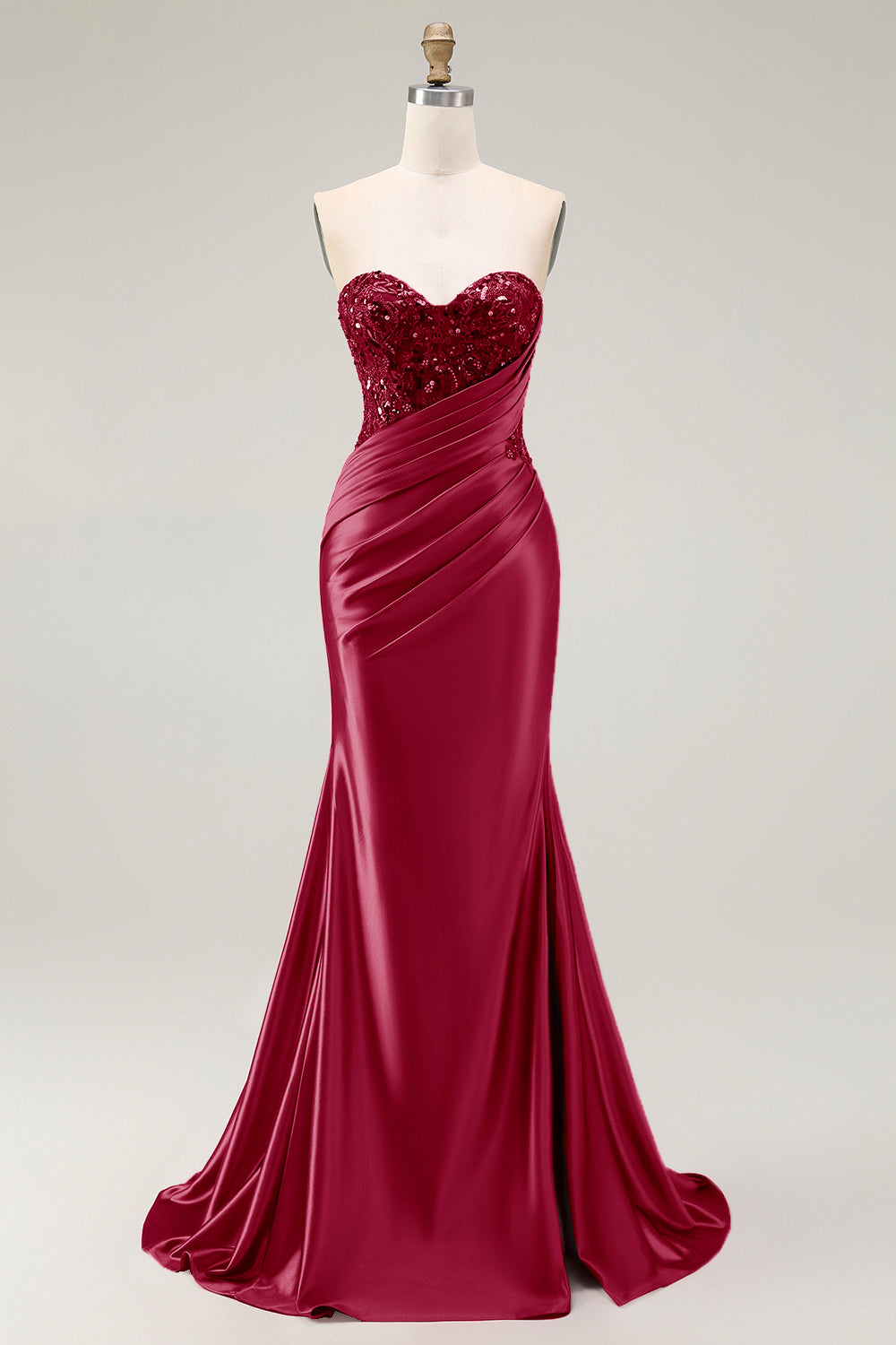 Sparkly Red Sweetheart Mermaid Long Prom Dress with Sequins