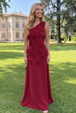 Yellow Sheath One Shoulder Floral Maxi Wedding Guest Dress