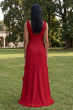 Butter Yellow Sheath V-Neck Floral Long Wedding Guest Dress