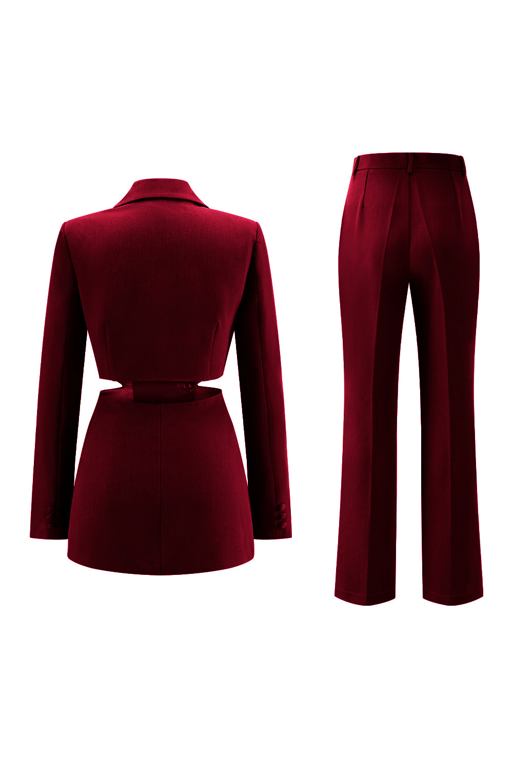 Grey Blue 2 Piece Cut Out Notched Lapel Women Prom Suits