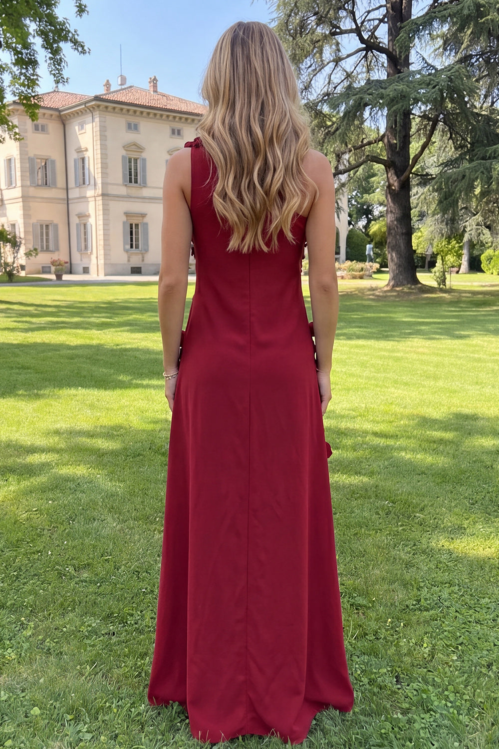 Yellow Sheath One Shoulder Floral Maxi Wedding Guest Dress