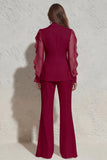 Ruffled Notched Lapel 2 Piece White Business Suits with Pockets
