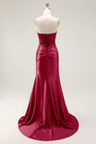 Sparkly Red Sweetheart Mermaid Long Prom Dress with Sequins