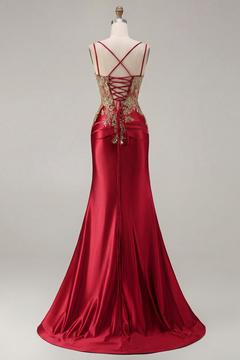 Sparkly Black Beaded Floral Satin Appliqued Long Corset Prom Dress with Slit