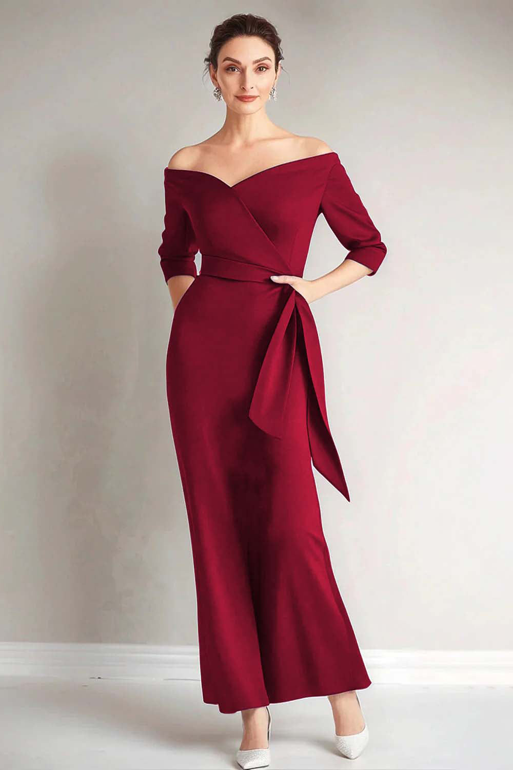 ZAPAKASA Women Navy Mother of The Bride Dress Mermaid Strapless Half Sleeves Wedding Guest Dress ZAPAKASA Women Navy Mother of The Bride Dress Mermaid Strapless Half Sleeves Wedding Guest Dress