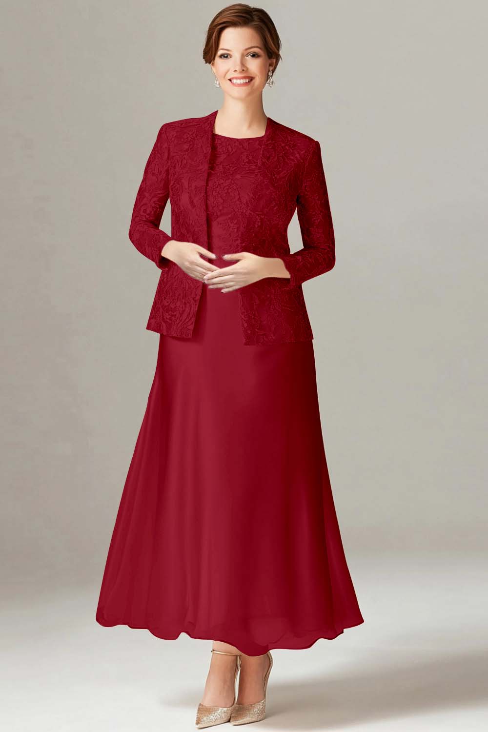 A-Line Champagne 2-Piece Mother of the Bride Dress