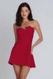 Ivory Strapless Satin Ruched Short A-Line Graduation Dress