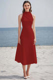Ivory Satin High Neck Maxi Rehearsal Dinner Dress