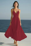 Simple Ivory Spaghetti Straps Beach Maxi Engagement Dress