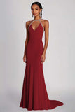 Pink Halter Neck Sheath Long Formal Dress with Beading