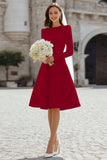 Ivory Satin Short A Line Wedding Dress with Sleeves