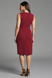 Navy Bodycon Satin V-Neck Ruched Midi Work Dress with Ruffles