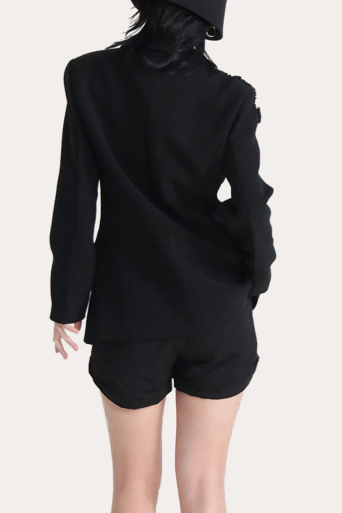 Black Double Breasted Peak Lapel Women Prom Blazer