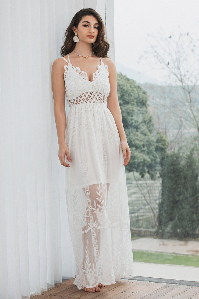 French style white spaghetti strap dress, princess short dress C7036