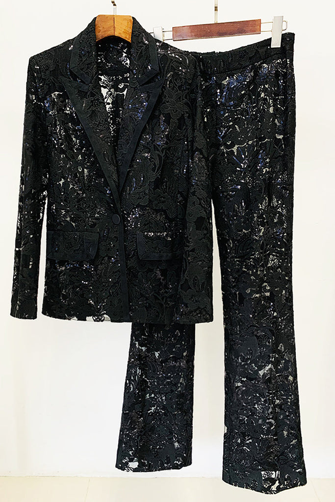 Sparkly Dark Golden Peak Lapel 2 Piece Women Ball Suits main image 0