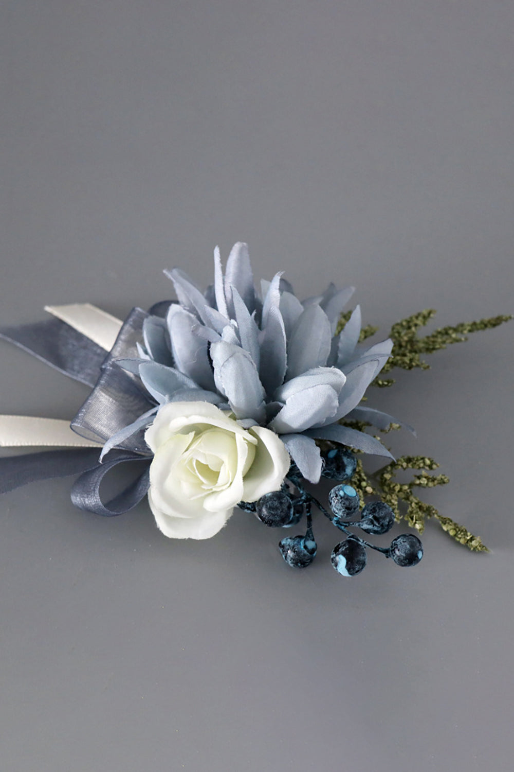 corsage for grey prom dress Stunning Silver Prom Corsage with bow- Silver bow, white flowers in Kirtland, OH