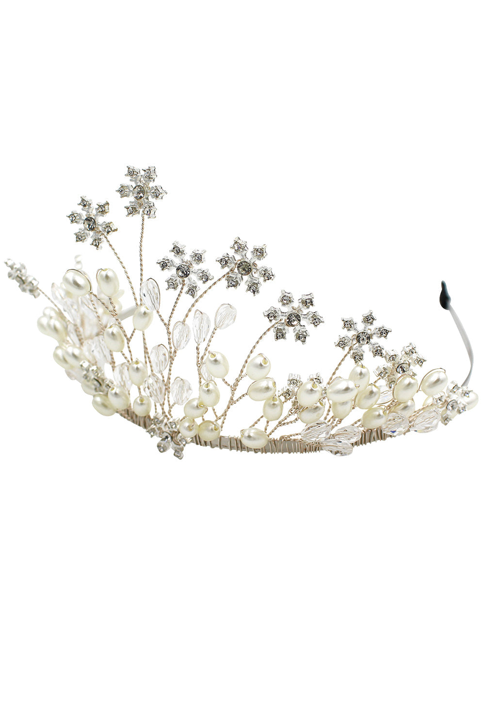 White Snowflake Pearl Flower Bridal Crown