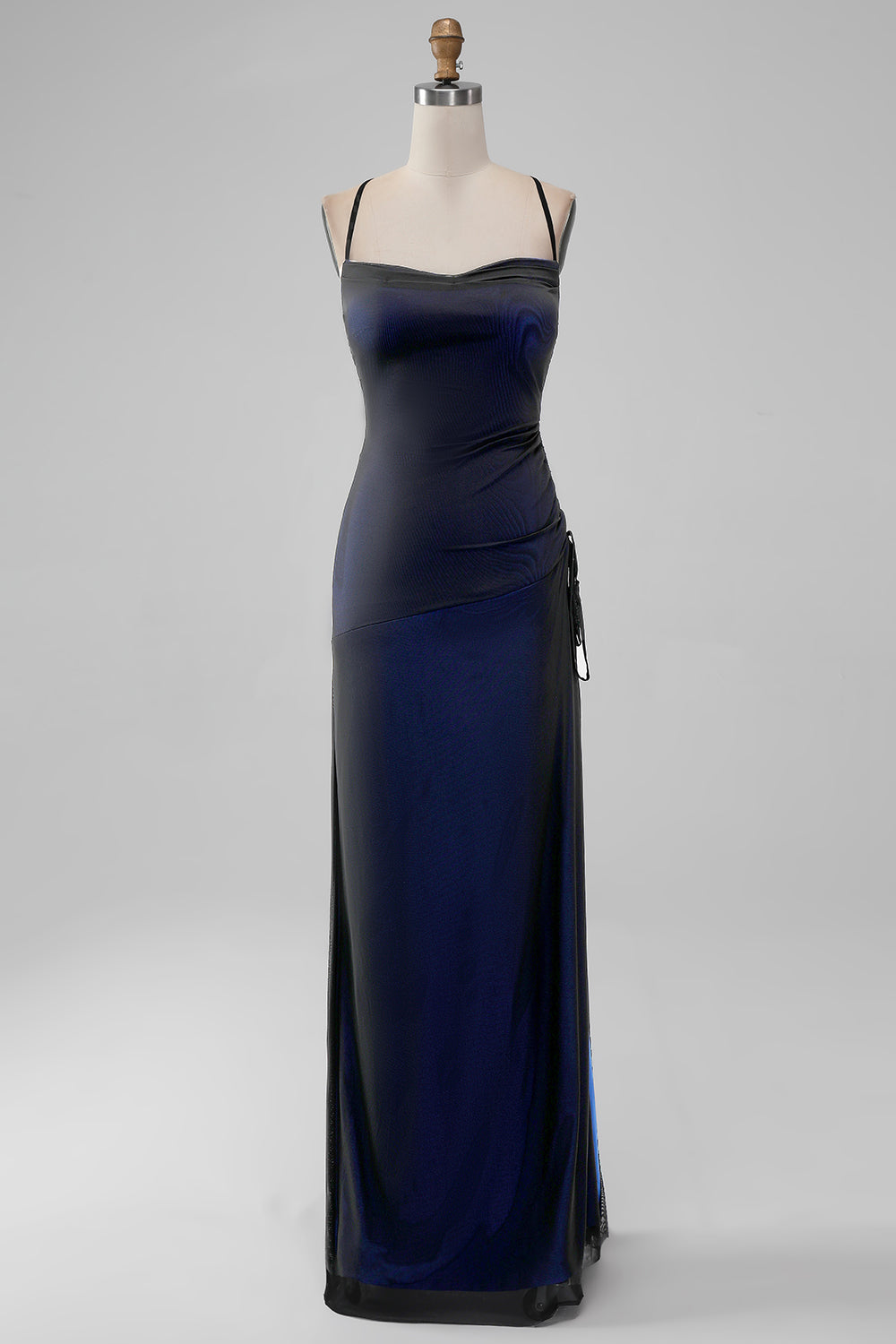 ZAPAKA Women Black Sheath Spaghetti Straps Long Bridesmaid Dress With Elasticity ZAPAKA Women Black Sheath Spaghetti Straps Long Bridesmaid Dress With Elasticity