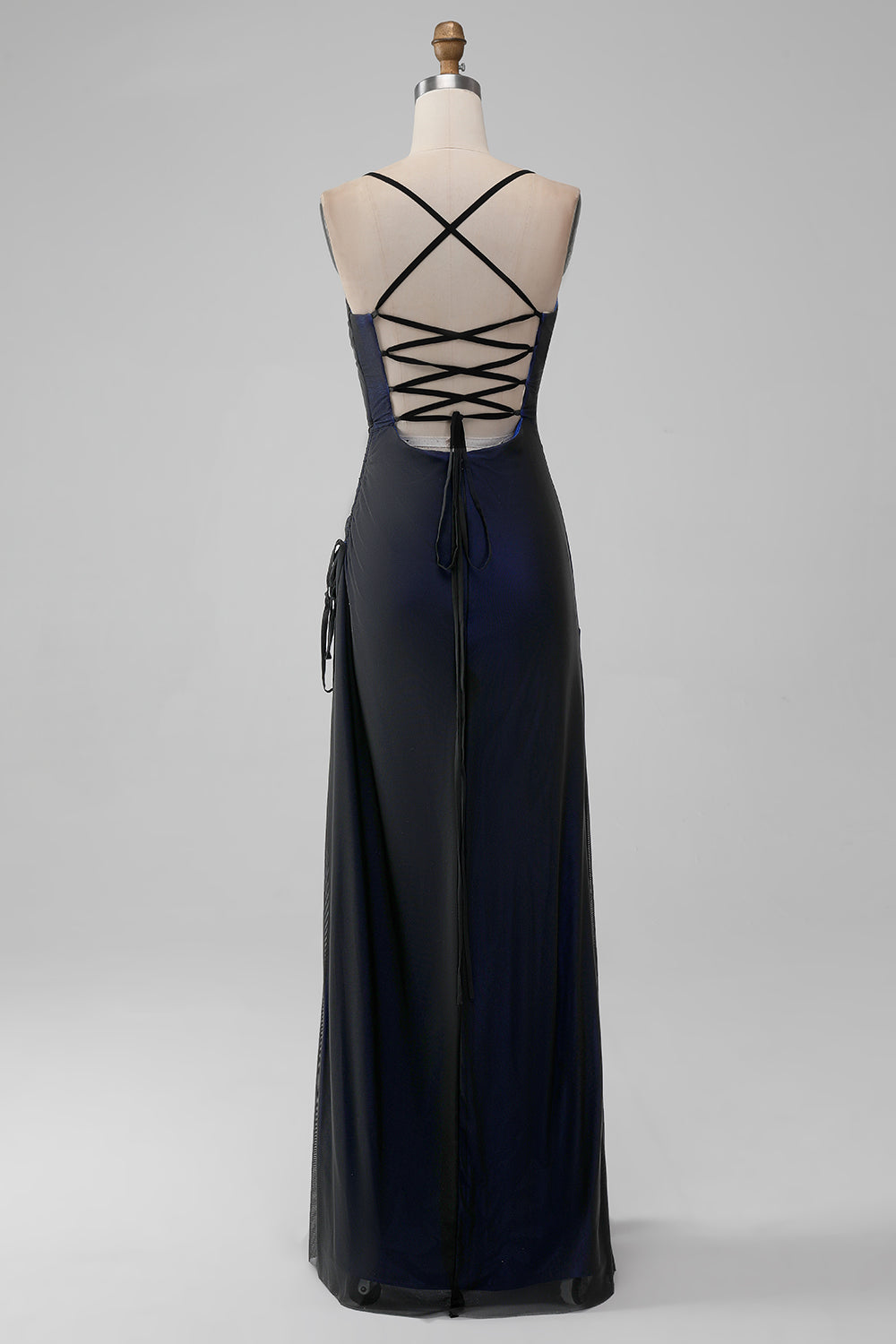 ZAPAKA Women Black Sheath Spaghetti Straps Long Bridesmaid Dress With Elasticity ZAPAKA Women Black Sheath Spaghetti Straps Long Bridesmaid Dress With Elasticity