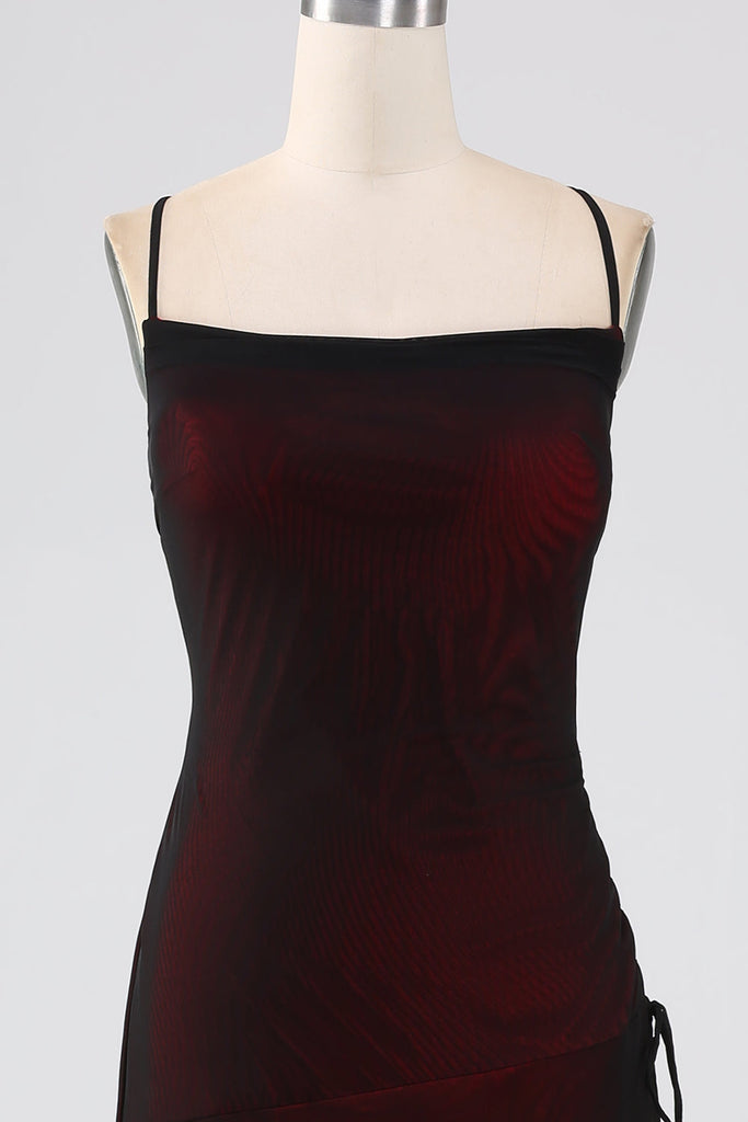 Winter Satin Spaghetti Straps Sheath Bridesmaid Dresses main image 0