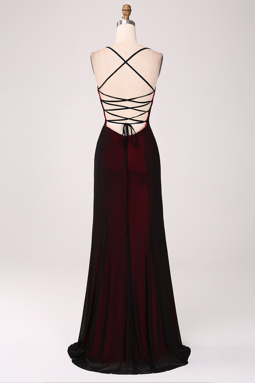 Zapaka Women Sheath Bridesmaid Dress with Lace-Up Back Black Red Long Wedding Party Dress, Black Red / US4 Zapaka Women Sheath Bridesmaid Dress with Lace-Up Back Black Red Long Wedding Party Dress, Black Red / US4